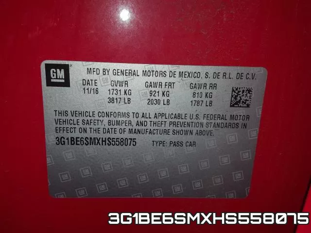3G1BE6SMXHS558075 фото 2