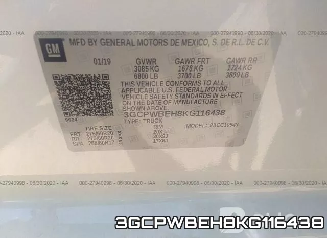 3GCPWBEH8KG116438 фото 10