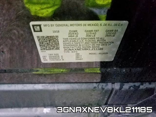 3GNAXNEV8KL211185 фото 2