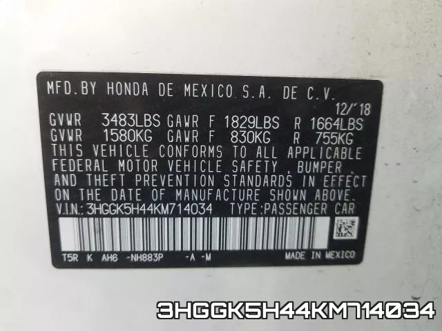 3HGGK5H44KM714034 фото 2