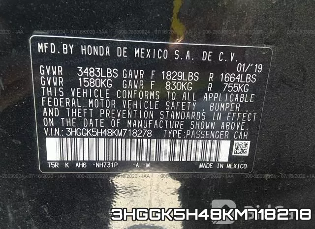 3HGGK5H48KM718278 фото 10