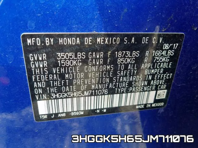 3HGGK5H65JM711076 фото 2