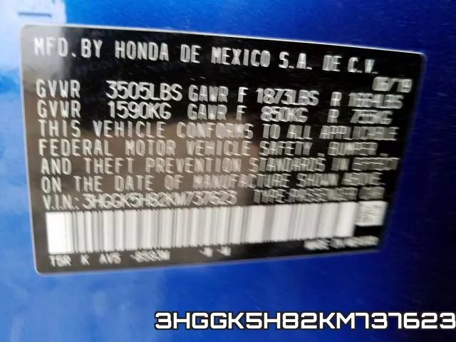 3HGGK5H82KM737623 фото 2