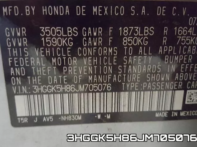 3HGGK5H86JM705076 фото 2