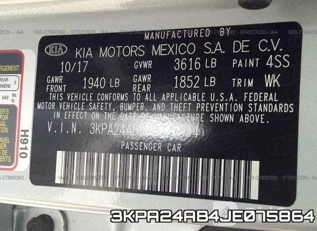 3KPA24AB4JE075864 фото 10