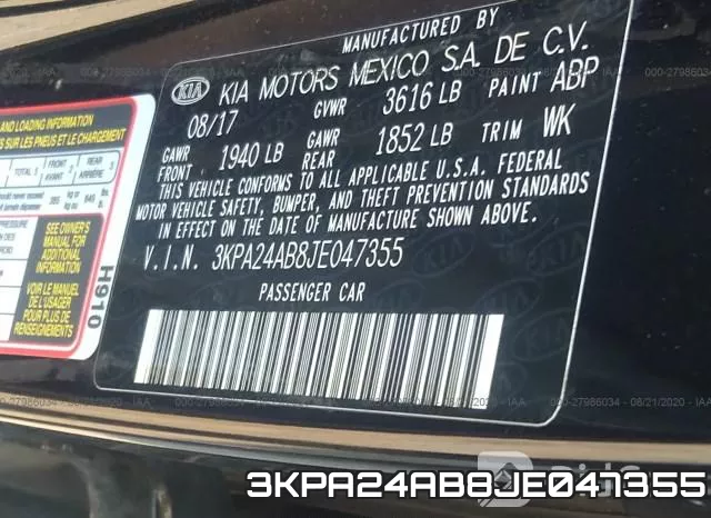 3KPA24AB8JE047355 фото 10
