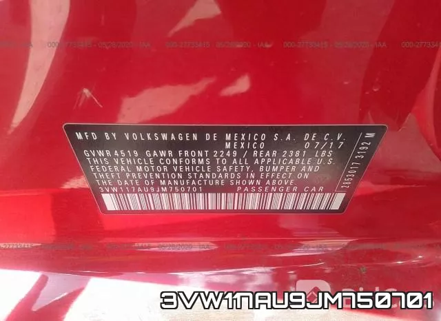 3VW117AU9JM750701 фото 10