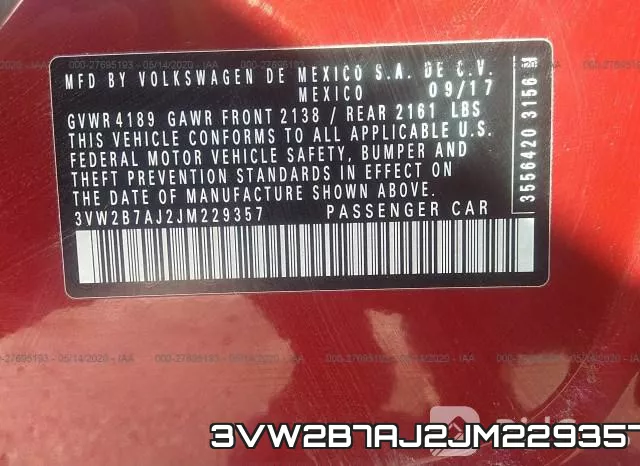 3VW2B7AJ2JM229357 фото 10