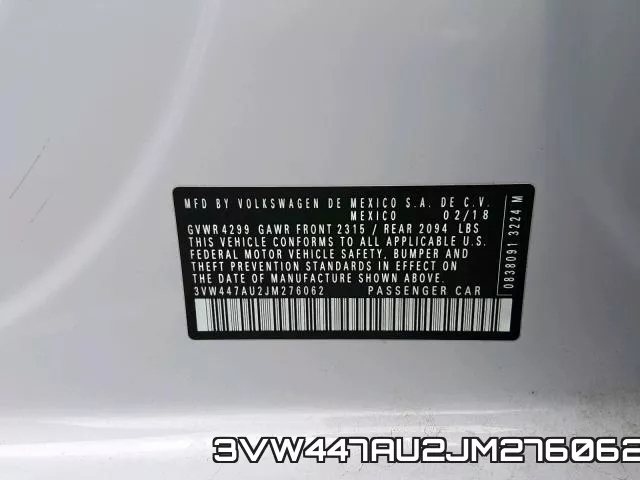 3VW447AU2JM276062 фото 2