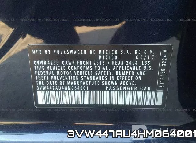 3VW447AU4HM064001 фото 10