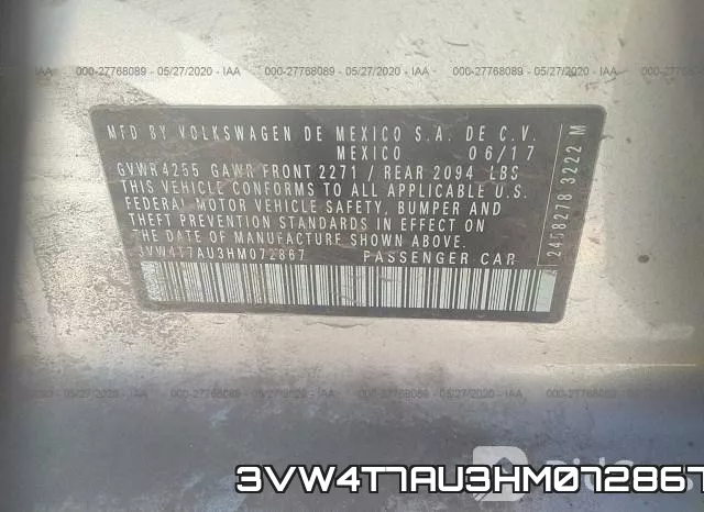 3VW4T7AU3HM072867 фото 10