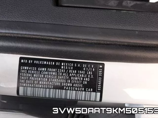 3VW5DAAT9KM505153 фото 2