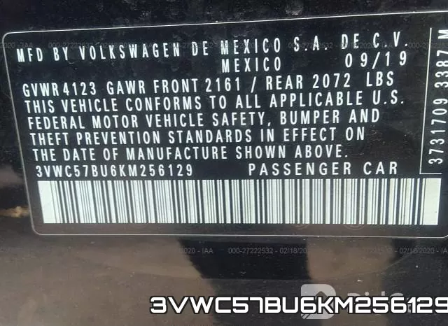 3VWC57BU6KM256129 фото 10