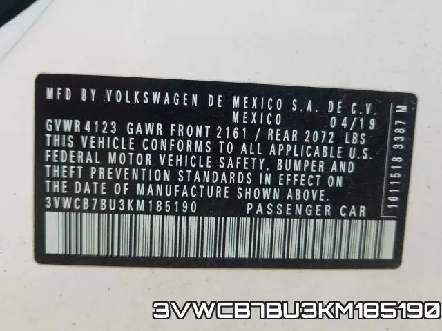 3VWCB7BU3KM185190 фото 2