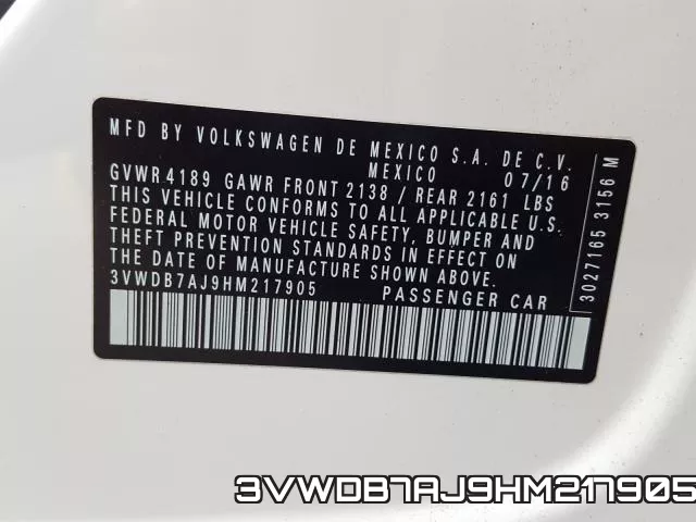 3VWDB7AJ9HM217905 фото 2