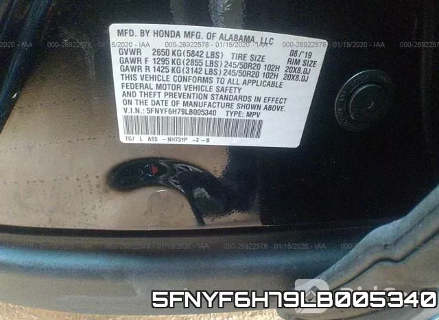 5FNYF6H79LB005340 фото 10
