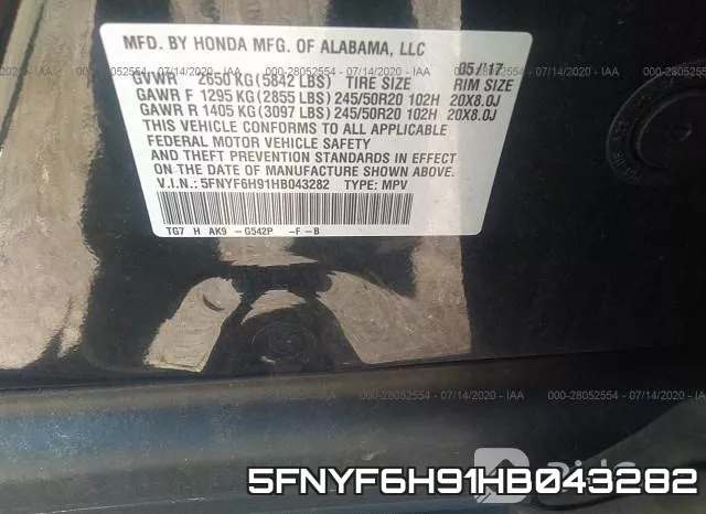 5FNYF6H91HB043282 фото 10