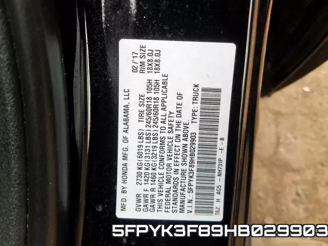 5FPYK3F89HB029903 фото 2