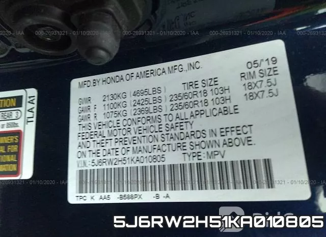 5J6RW2H51KA010805 фото 10