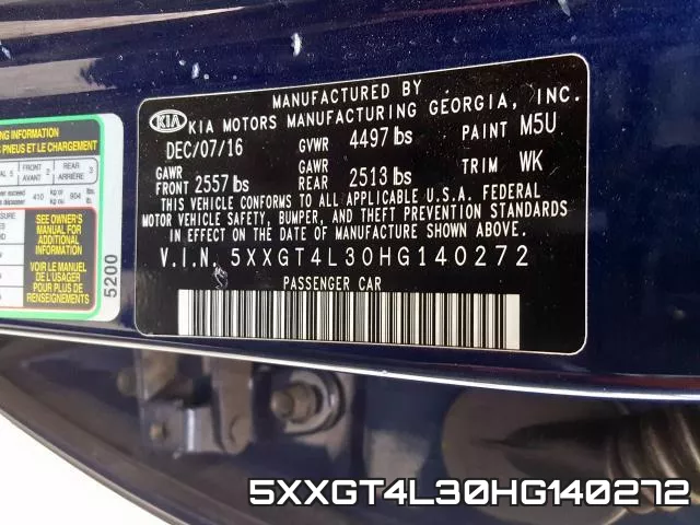 5XXGT4L30HG140272 фото 2