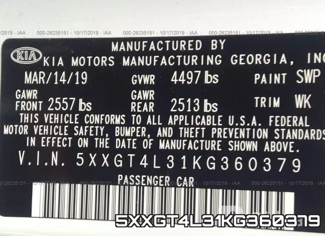 5XXGT4L31KG360379 фото 10
