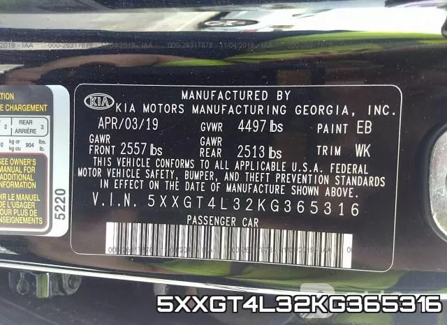 5XXGT4L32KG365316 фото 10