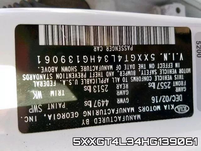 5XXGT4L34HG139061 фото 2