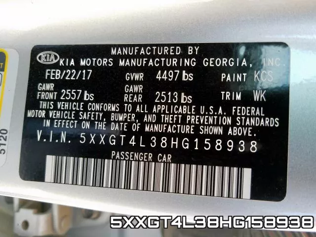 5XXGT4L38HG158938 фото 2