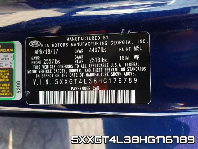 5XXGT4L38HG176789 фото 2