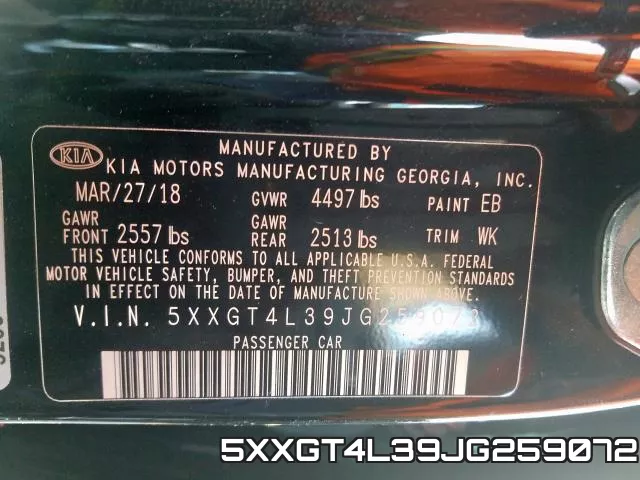 5XXGT4L39JG259072 фото 2