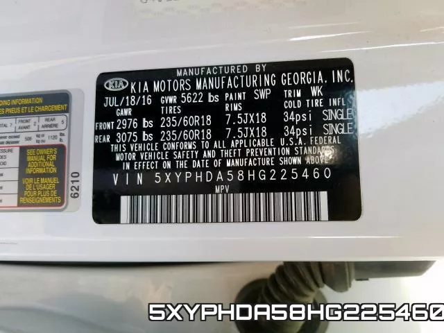 5XYPHDA58HG225460 фото 2