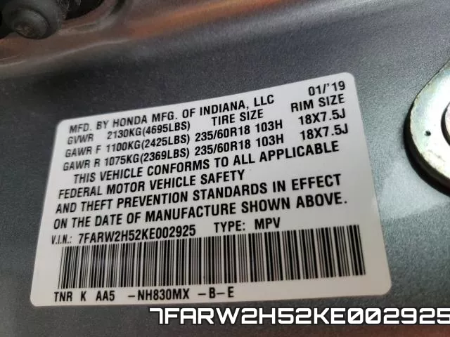 7FARW2H52KE002925 фото 2