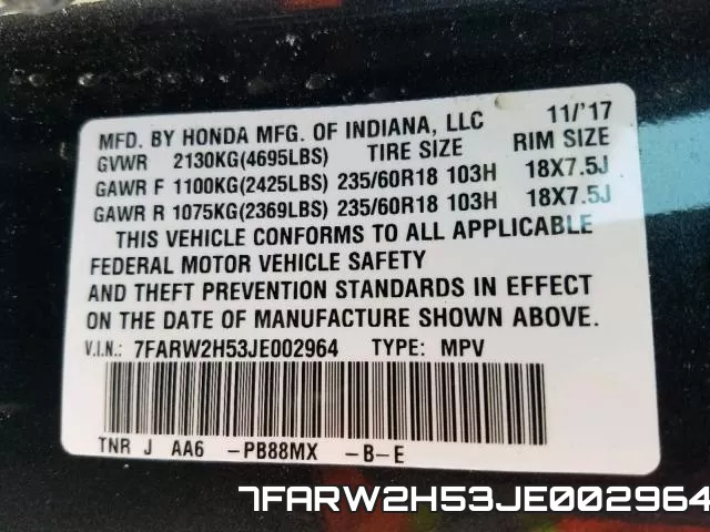 7FARW2H53JE002964 фото 2