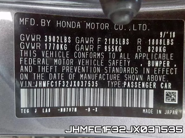 JHMFC1F32JX037535 фото 2