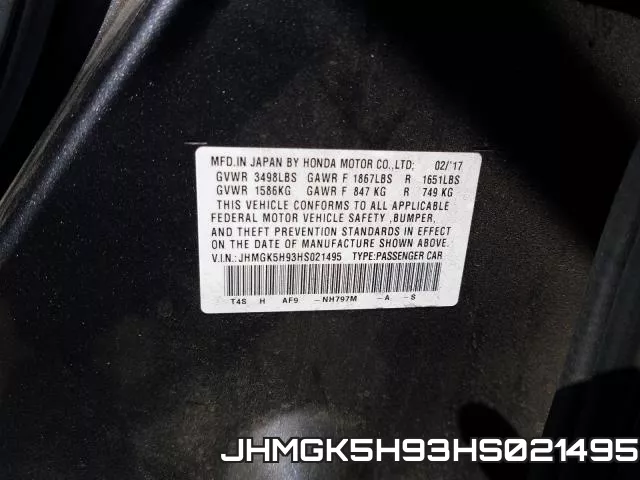 JHMGK5H93HS021495 фото 2