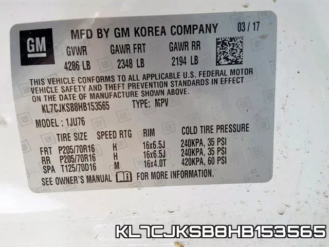 KL7CJKSB8HB153565 фото 2