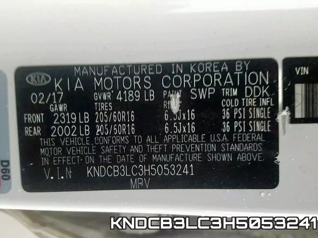 KNDCB3LC3H5053241 фото 2