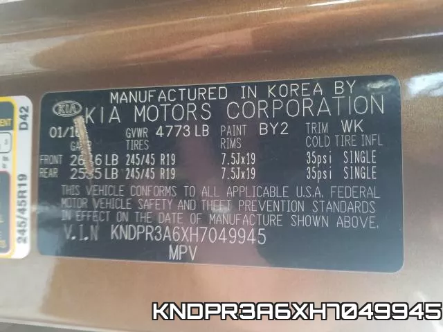KNDPR3A6XH7049945 фото 2