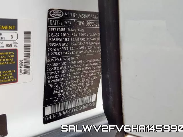 SALWV2FV6HA145990 фото 2
