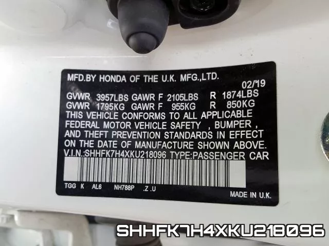 SHHFK7H4XKU218096 фото 2