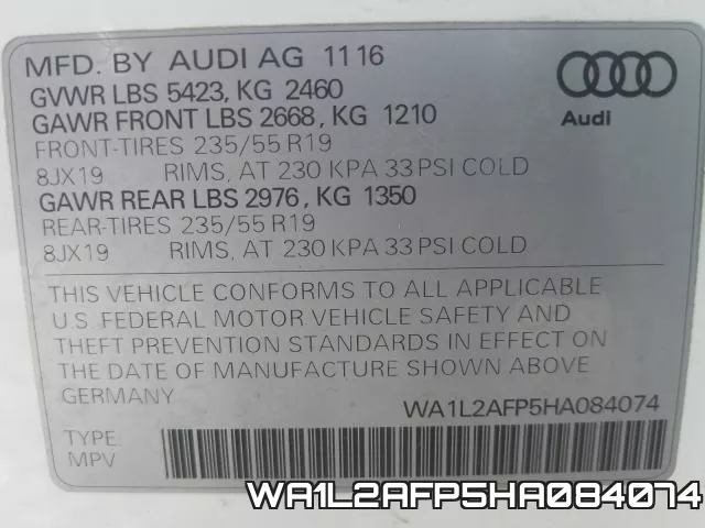 WA1L2AFP5HA084074 фото 2