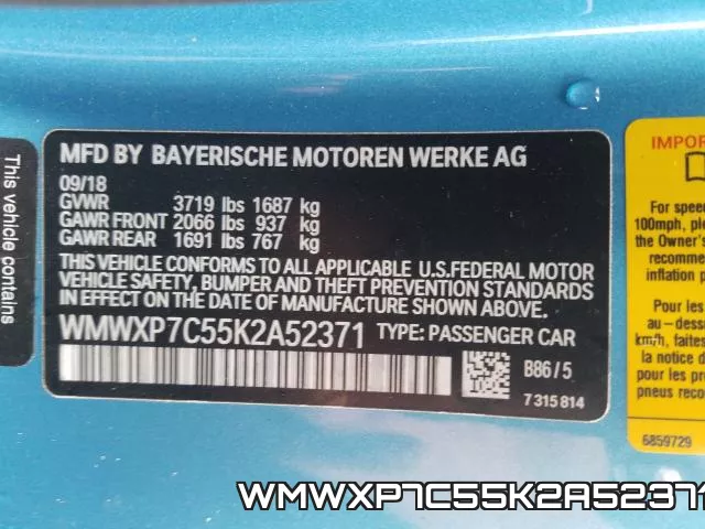 WMWXP7C55K2A52371 фото 2