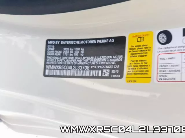 WMWXR5C04L2L33708 фото 2