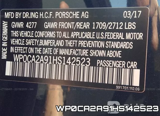 WP0CA2A91HS142523 фото 10