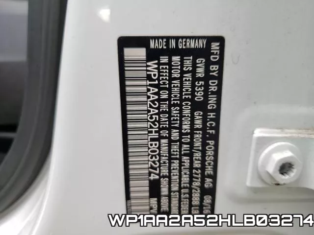 WP1AA2A52HLB03274 фото 2
