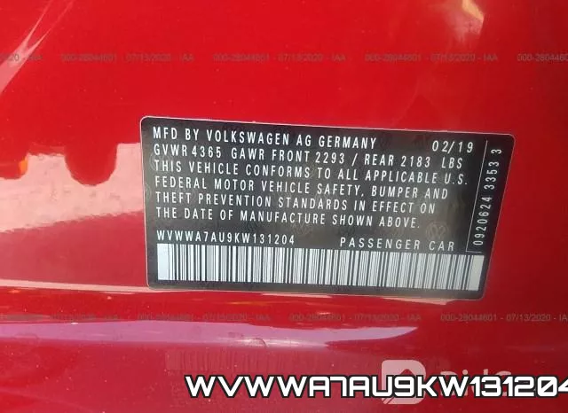 WVWWA7AU9KW131204 фото 10