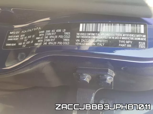 ZACCJBBB3JPH87011 фото 2