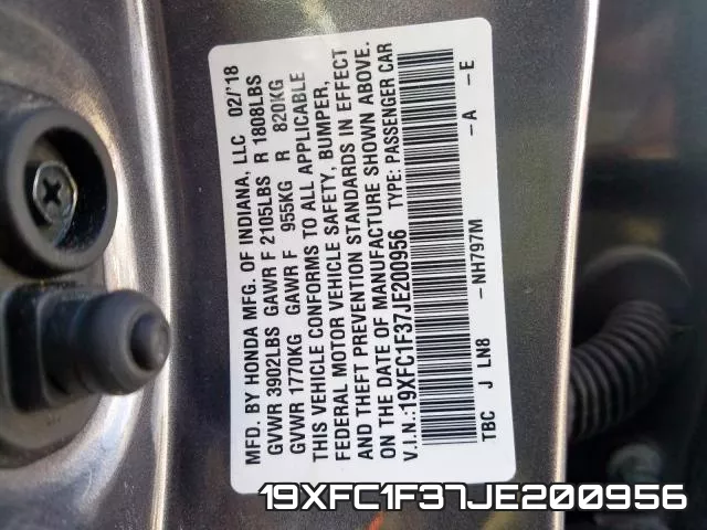 19XFC1F37JE200956 фото 2