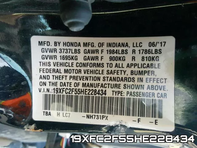 19XFC2F55HE228434 фото 2