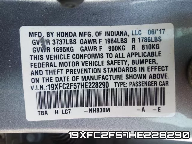 19XFC2F57HE228290 фото 2